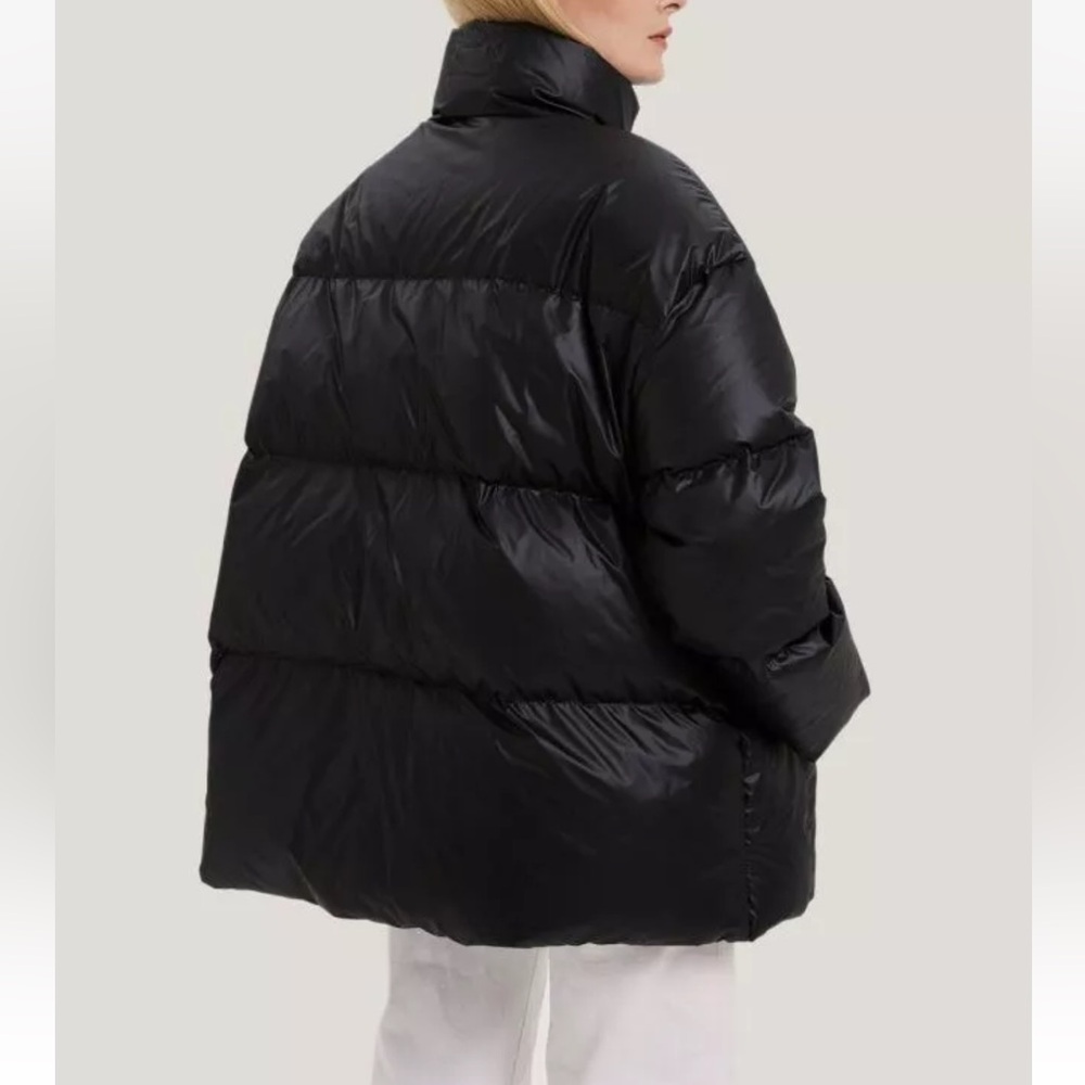 Gentle Herd High-Neck Puffer Jacket Black Size Medium‎ Vegan Leather - Picture 3 of 12